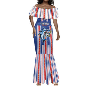 Custom Cape Verde Football Mermaid Dress Monster Blue Shark Striped Style