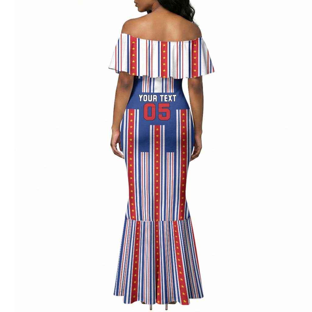 Custom Cape Verde Football Mermaid Dress Monster Blue Shark Striped Style