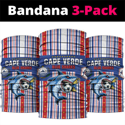 Cape Verde Football Neck Gaiter Monster Blue Shark Striped Style