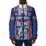 Custom Cape Verde Football Padded Jacket Monster Blue Shark Striped Style