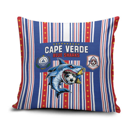 Cape Verde Football Pillow Cover Monster Blue Shark Striped Style