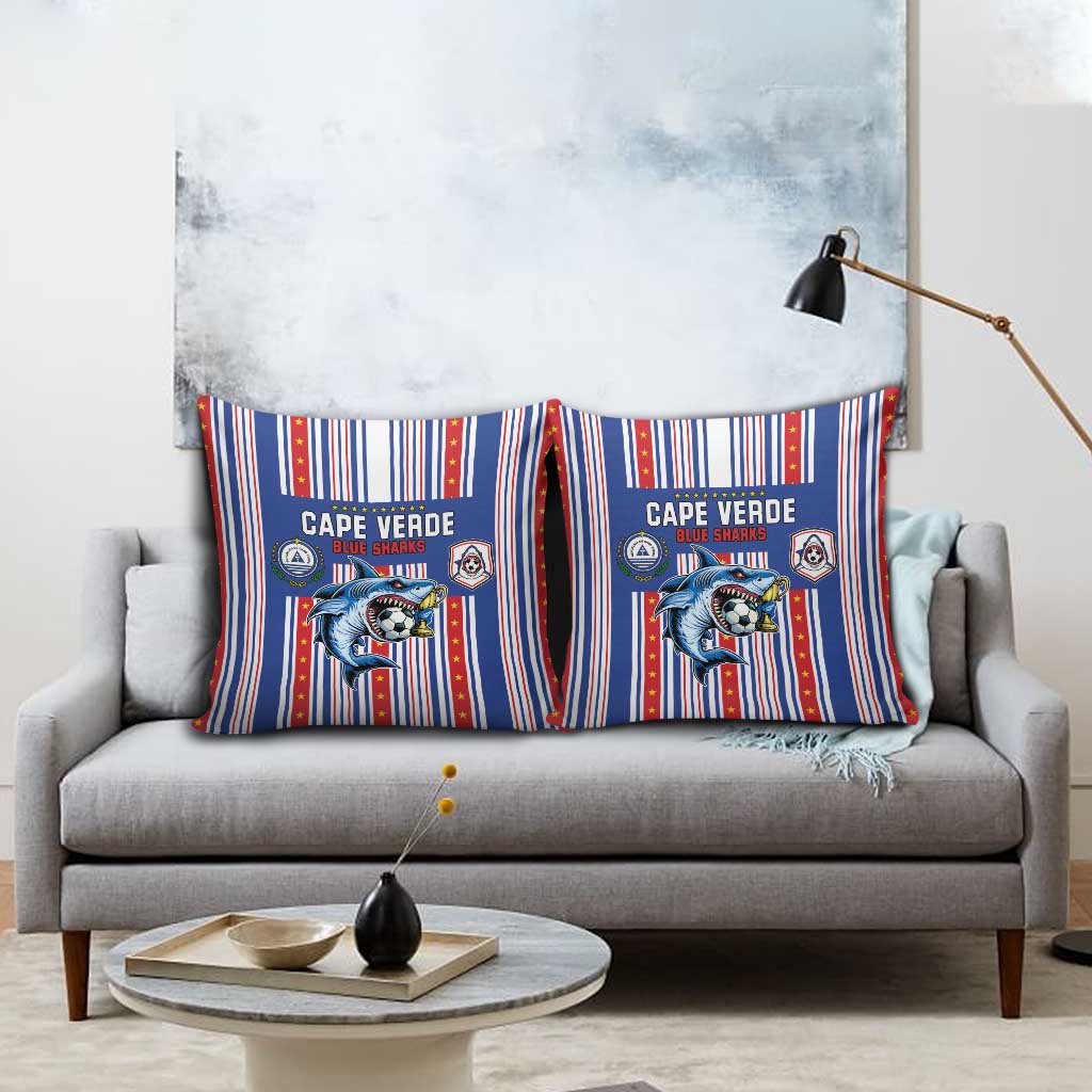 Cape Verde Football Pillow Cover Monster Blue Shark Striped Style