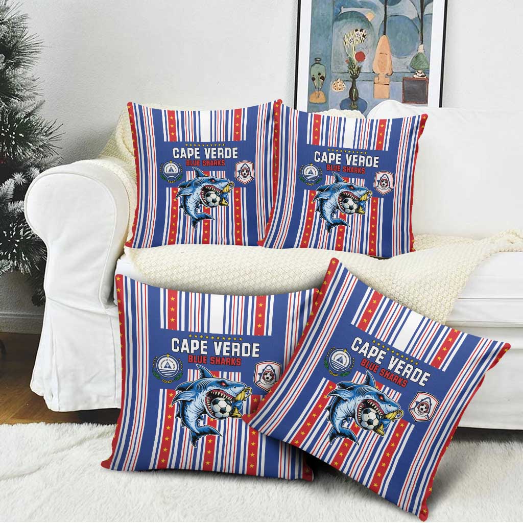 Cape Verde Football Pillow Cover Monster Blue Shark Striped Style
