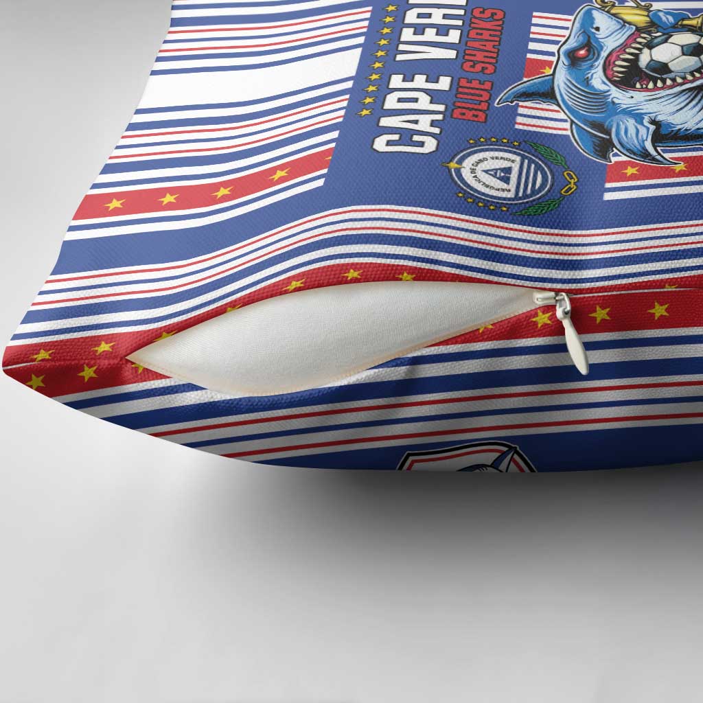 Cape Verde Football Pillow Cover Monster Blue Shark Striped Style