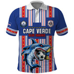 Custom Cape Verde Football Polo Shirt Monster Blue Shark Striped Style