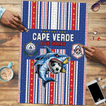 Cape Verde Football Puzzle Monster Blue Shark Striped Style