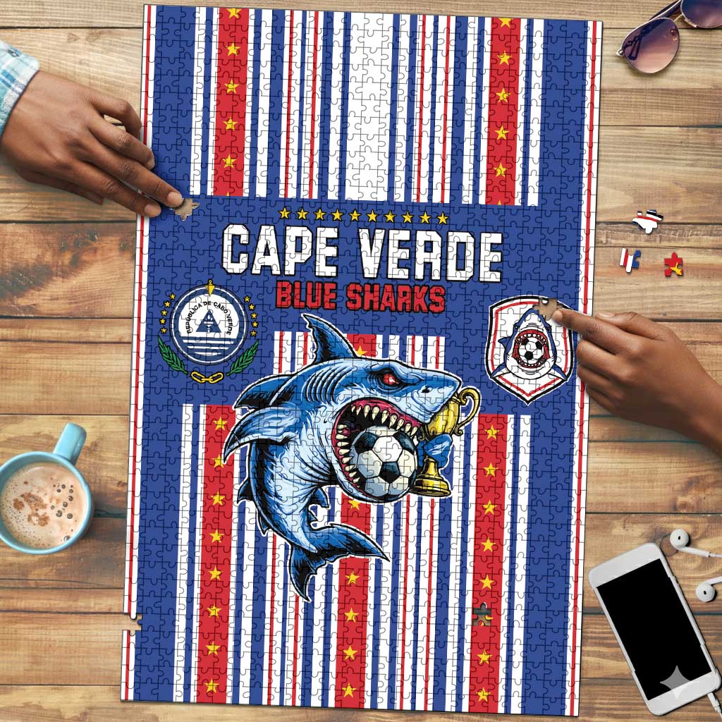 Cape Verde Football Puzzle Monster Blue Shark Striped Style