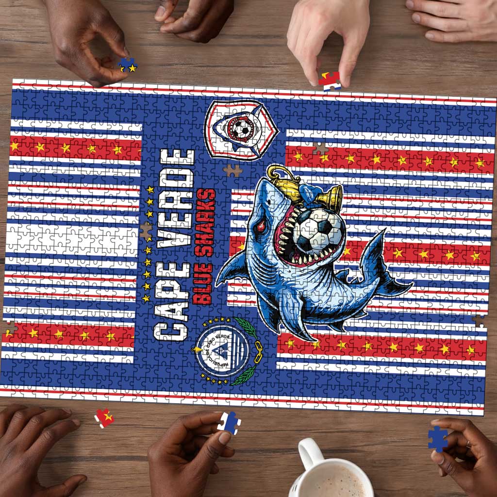 Cape Verde Football Puzzle Monster Blue Shark Striped Style
