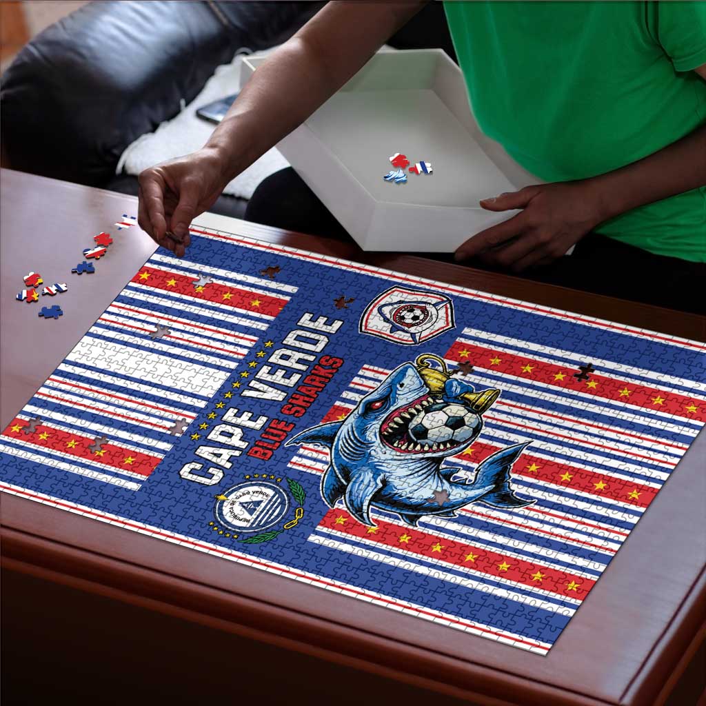 Cape Verde Football Puzzle Monster Blue Shark Striped Style