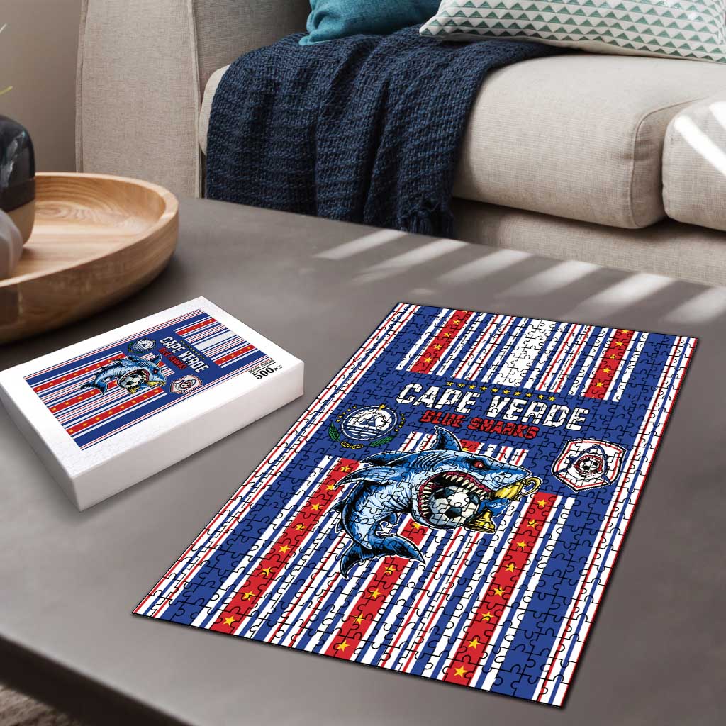 Cape Verde Football Puzzle Monster Blue Shark Striped Style