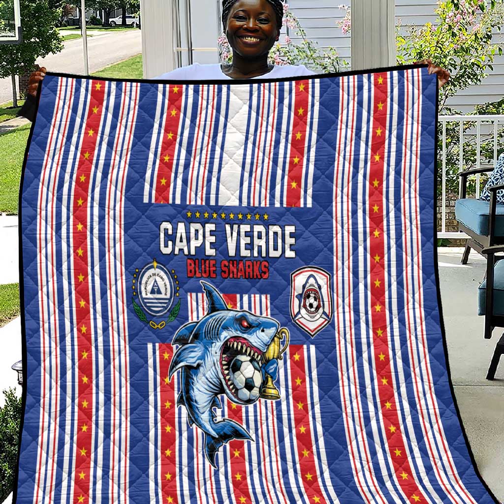 Cape Verde Football Quilt Monster Blue Shark Striped Style
