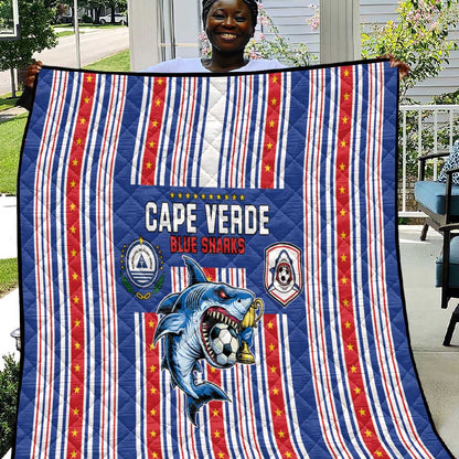 Cape Verde Football Quilt Monster Blue Shark Striped Style