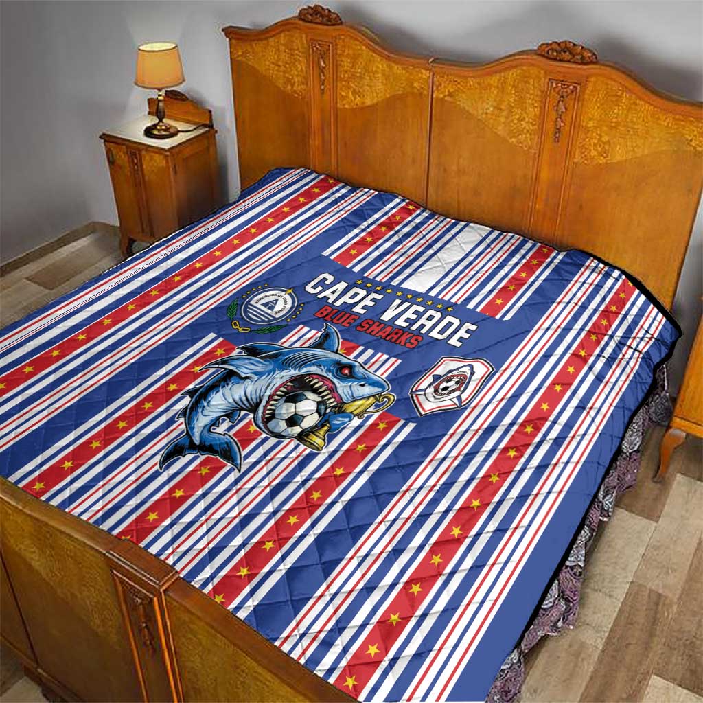 Cape Verde Football Quilt Monster Blue Shark Striped Style