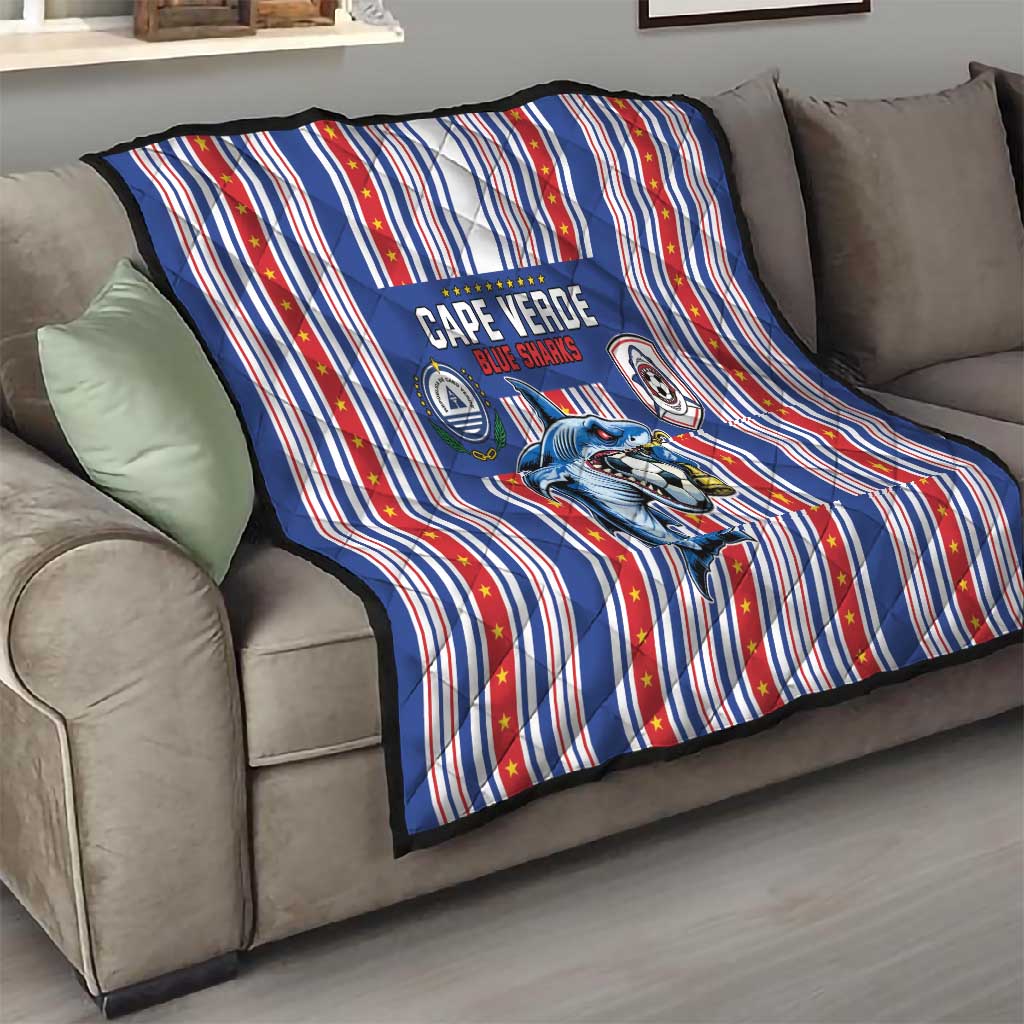 Cape Verde Football Quilt Monster Blue Shark Striped Style
