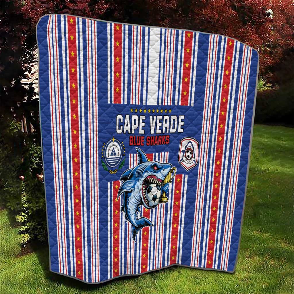 Cape Verde Football Quilt Monster Blue Shark Striped Style