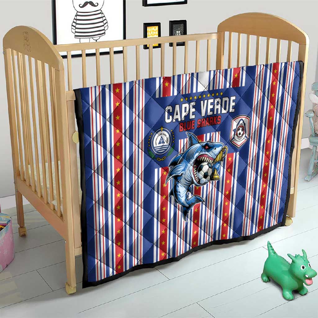 Cape Verde Football Quilt Monster Blue Shark Striped Style