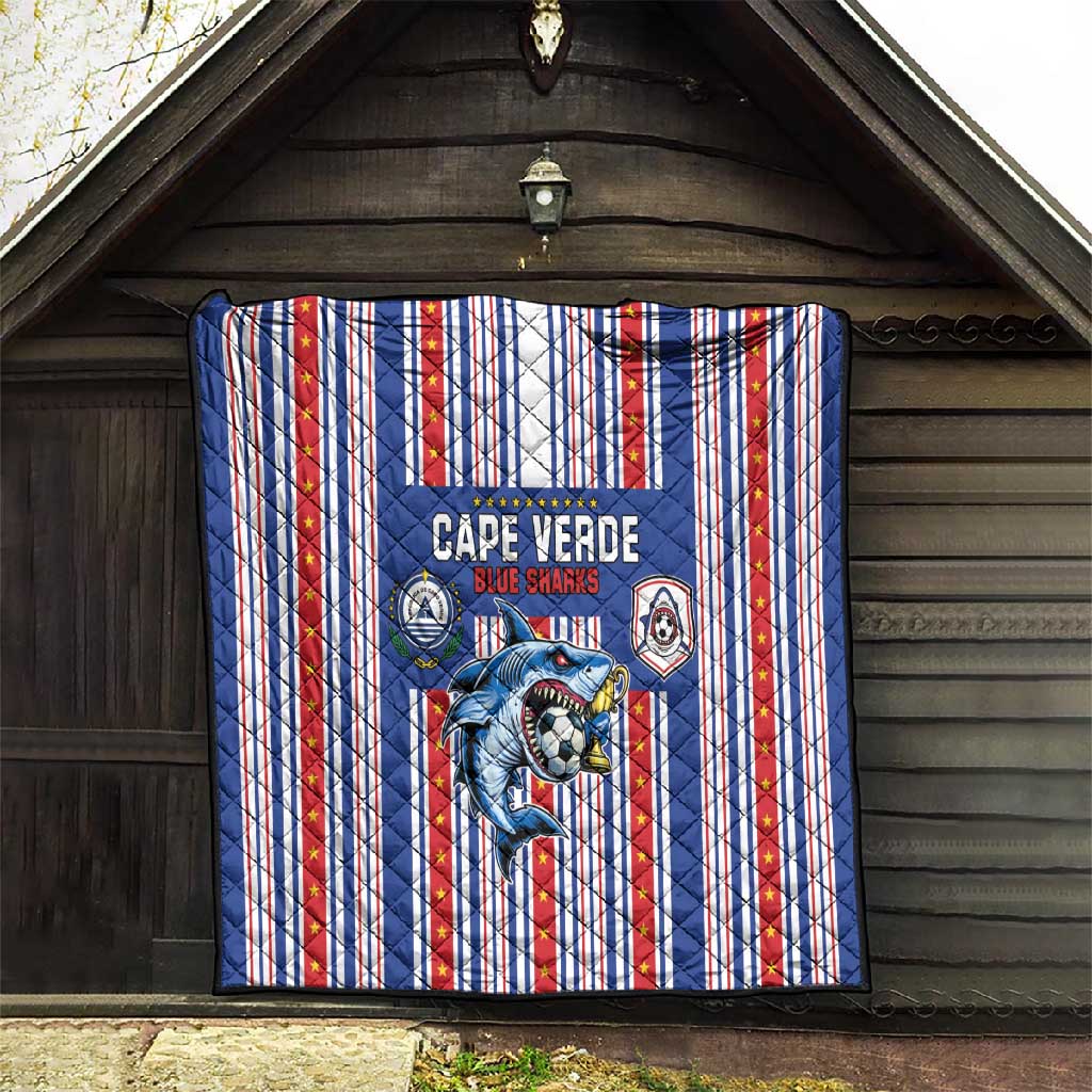 Cape Verde Football Quilt Monster Blue Shark Striped Style