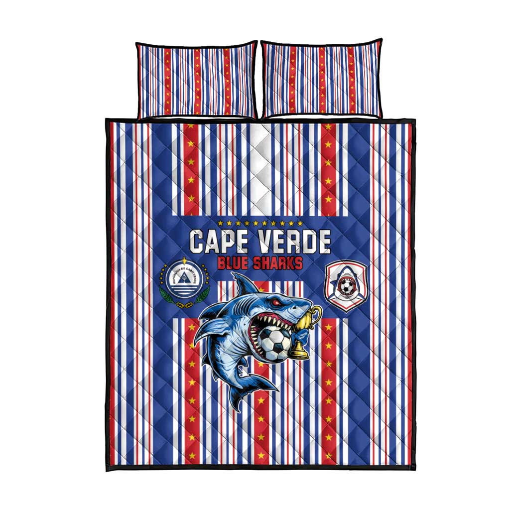 Cape Verde Football Quilt Bed Set Monster Blue Shark Striped Style