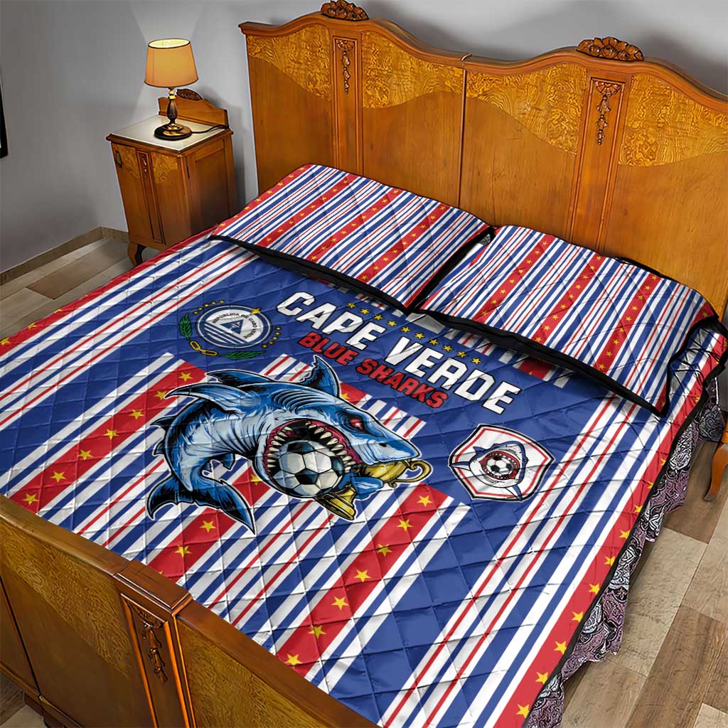 Cape Verde Football Quilt Bed Set Monster Blue Shark Striped Style