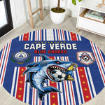 Cape Verde Football Round Carpet Monster Blue Shark Striped Style