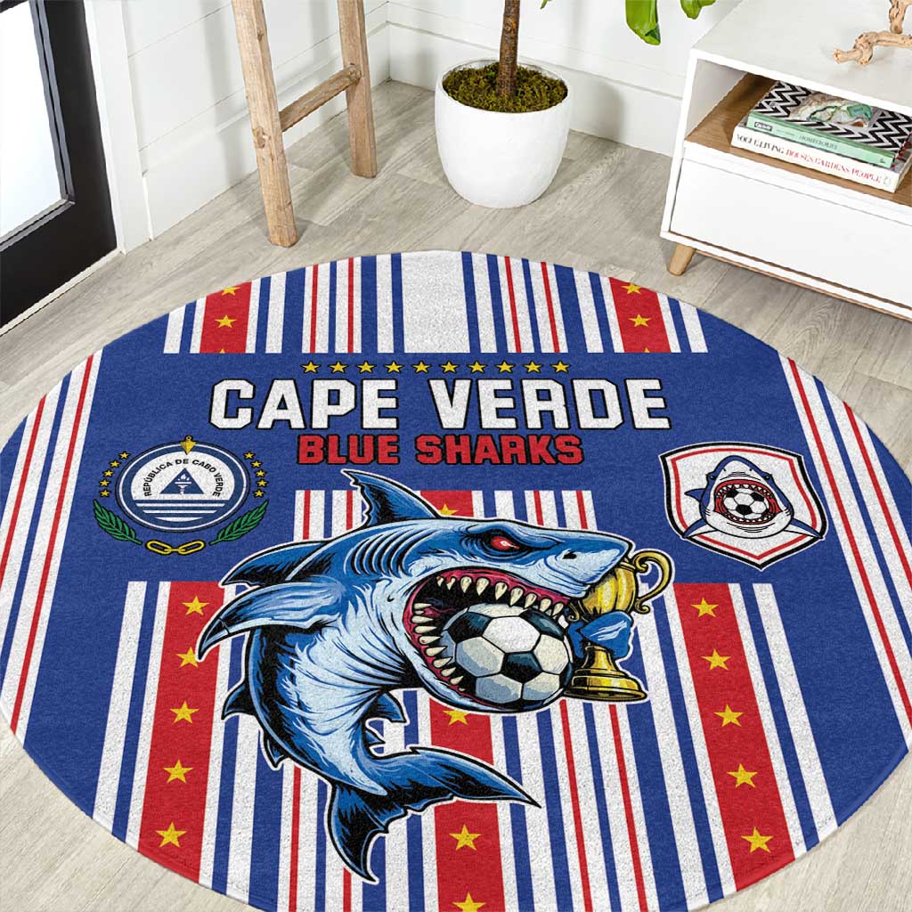 Cape Verde Football Round Carpet Monster Blue Shark Striped Style