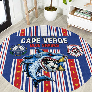 Cape Verde Football Round Carpet Monster Blue Shark Striped Style