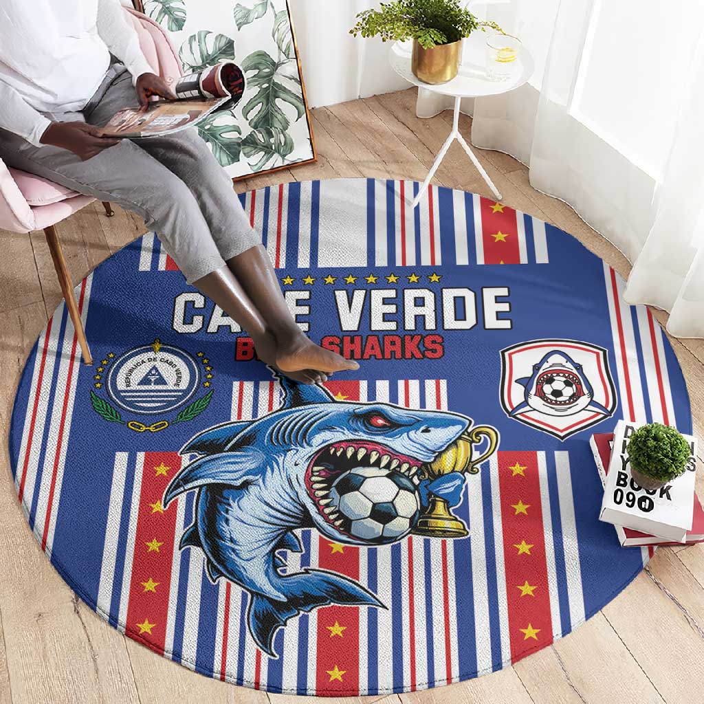 Cape Verde Football Round Carpet Monster Blue Shark Striped Style