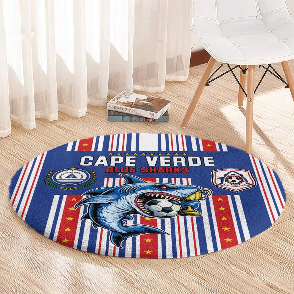 Cape Verde Football Round Carpet Monster Blue Shark Striped Style