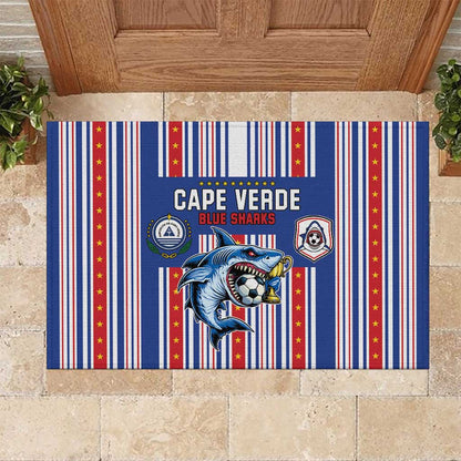 Cape Verde Football Rubber Doormat Monster Blue Shark Striped Style