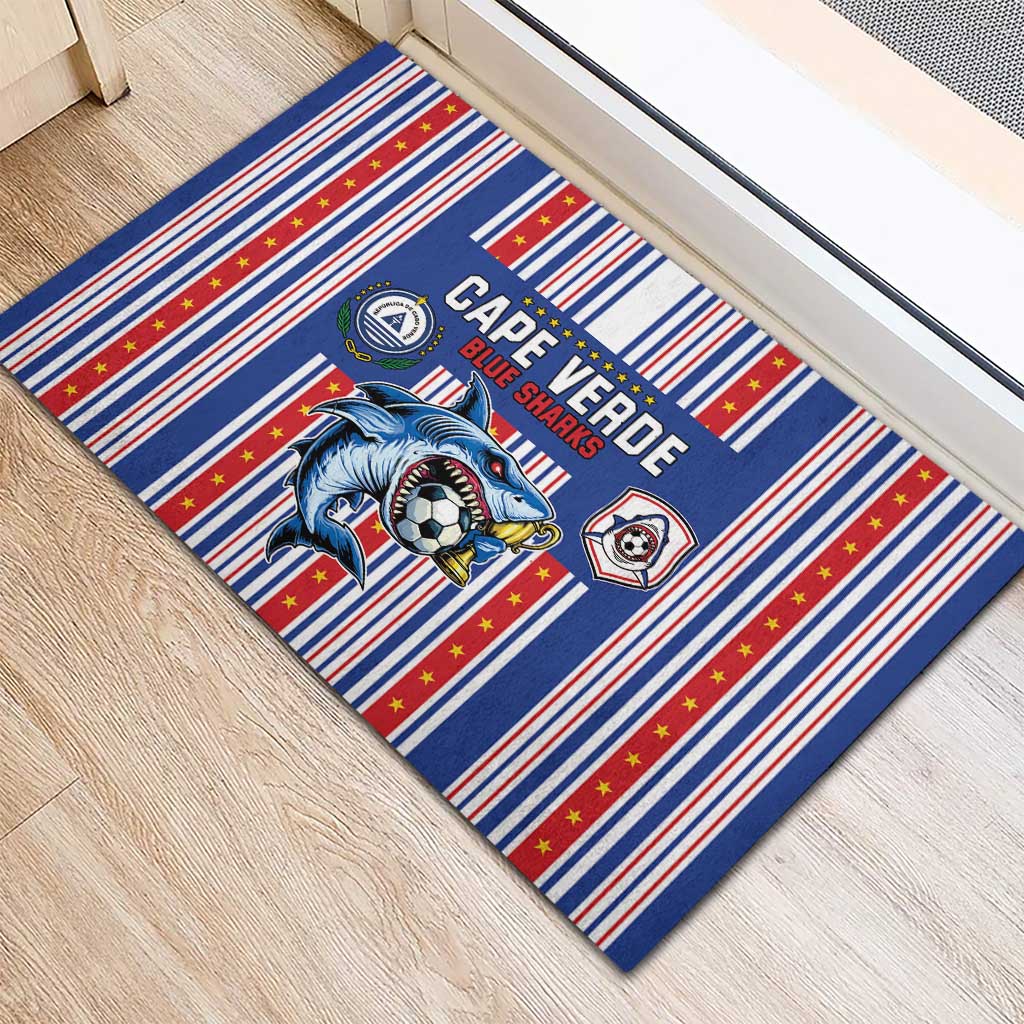Cape Verde Football Rubber Doormat Monster Blue Shark Striped Style