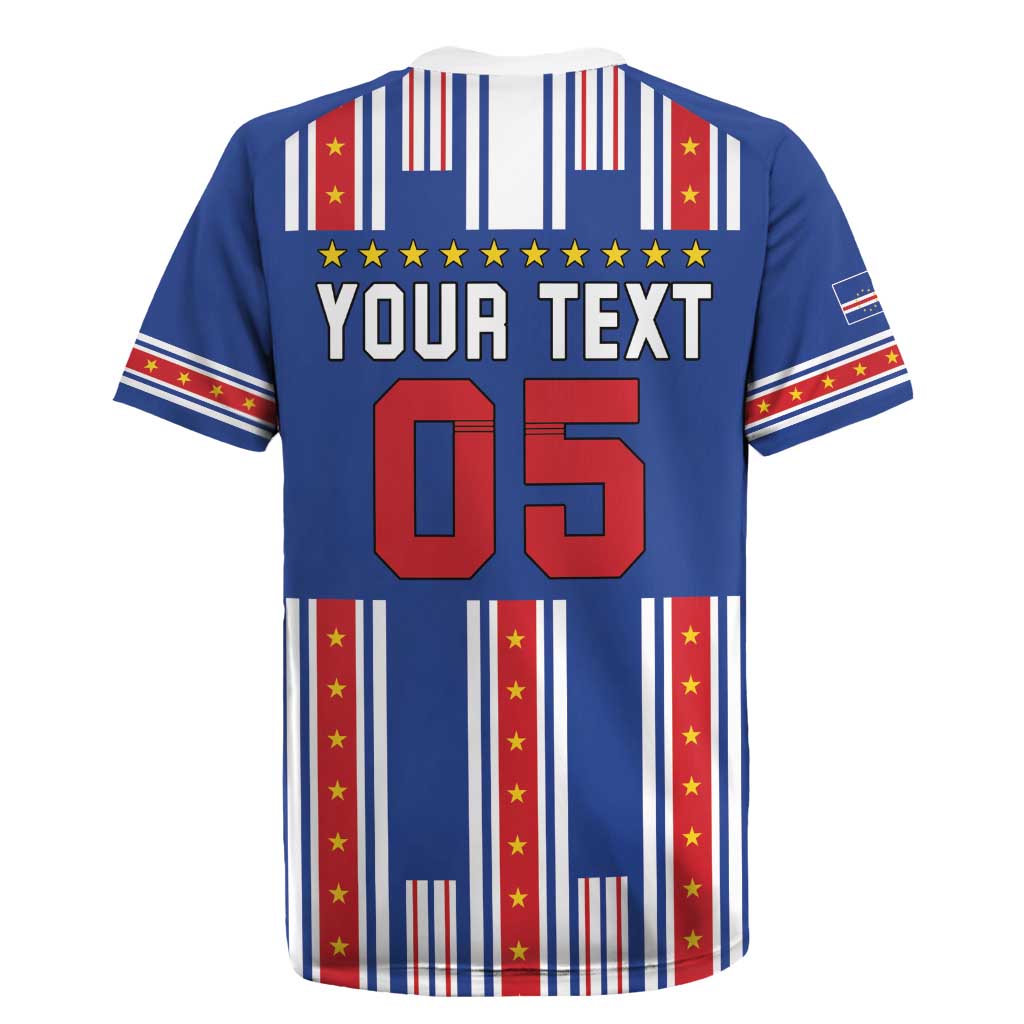 Custom Cape Verde Football Rugby Jersey Monster Blue Shark Striped Style