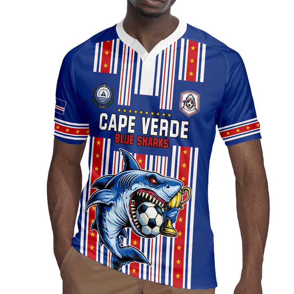 Custom Cape Verde Football Rugby Jersey Monster Blue Shark Striped Style