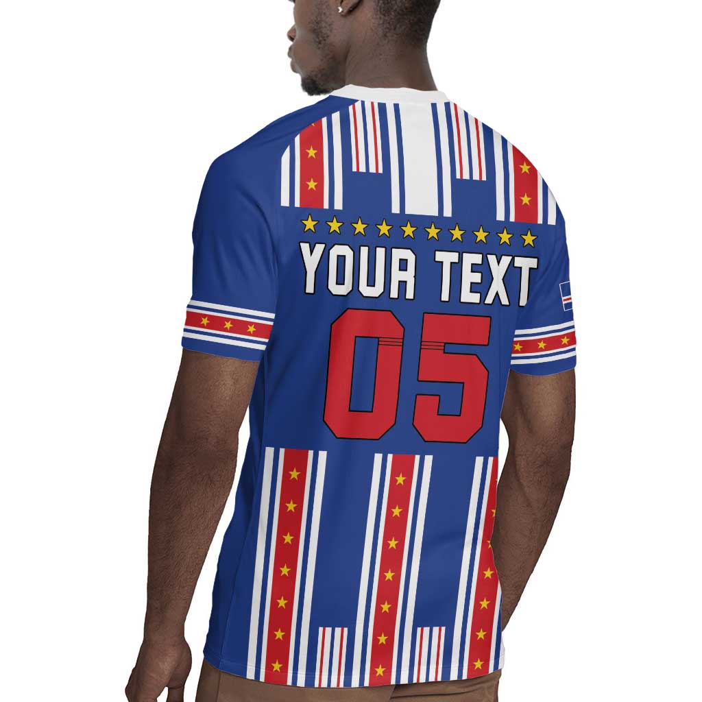 Custom Cape Verde Football Rugby Jersey Monster Blue Shark Striped Style