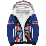 Custom Cape Verde Football Sherpa Hoodie Monster Blue Shark Striped Style