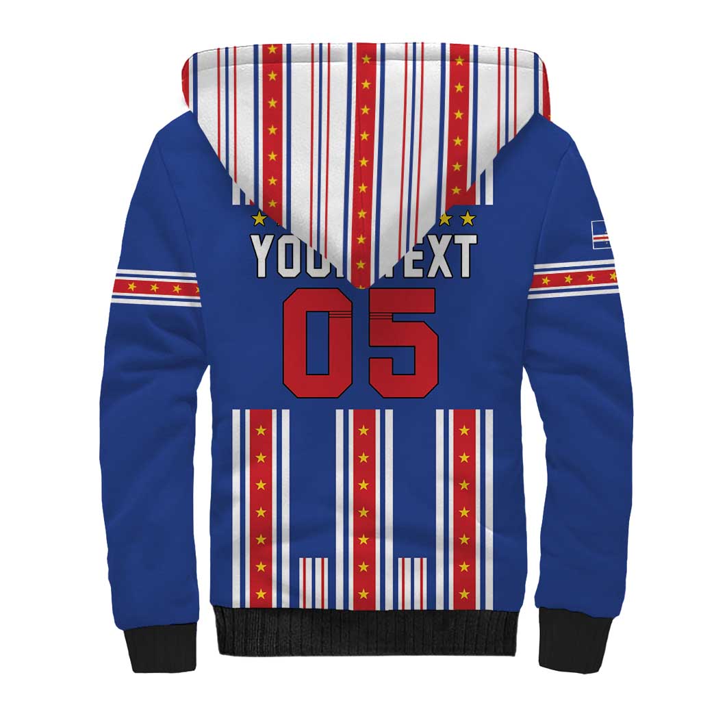 Custom Cape Verde Football Sherpa Hoodie Monster Blue Shark Striped Style