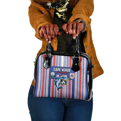 Cape Verde Football Shoulder Handbag Monster Blue Shark Striped Style