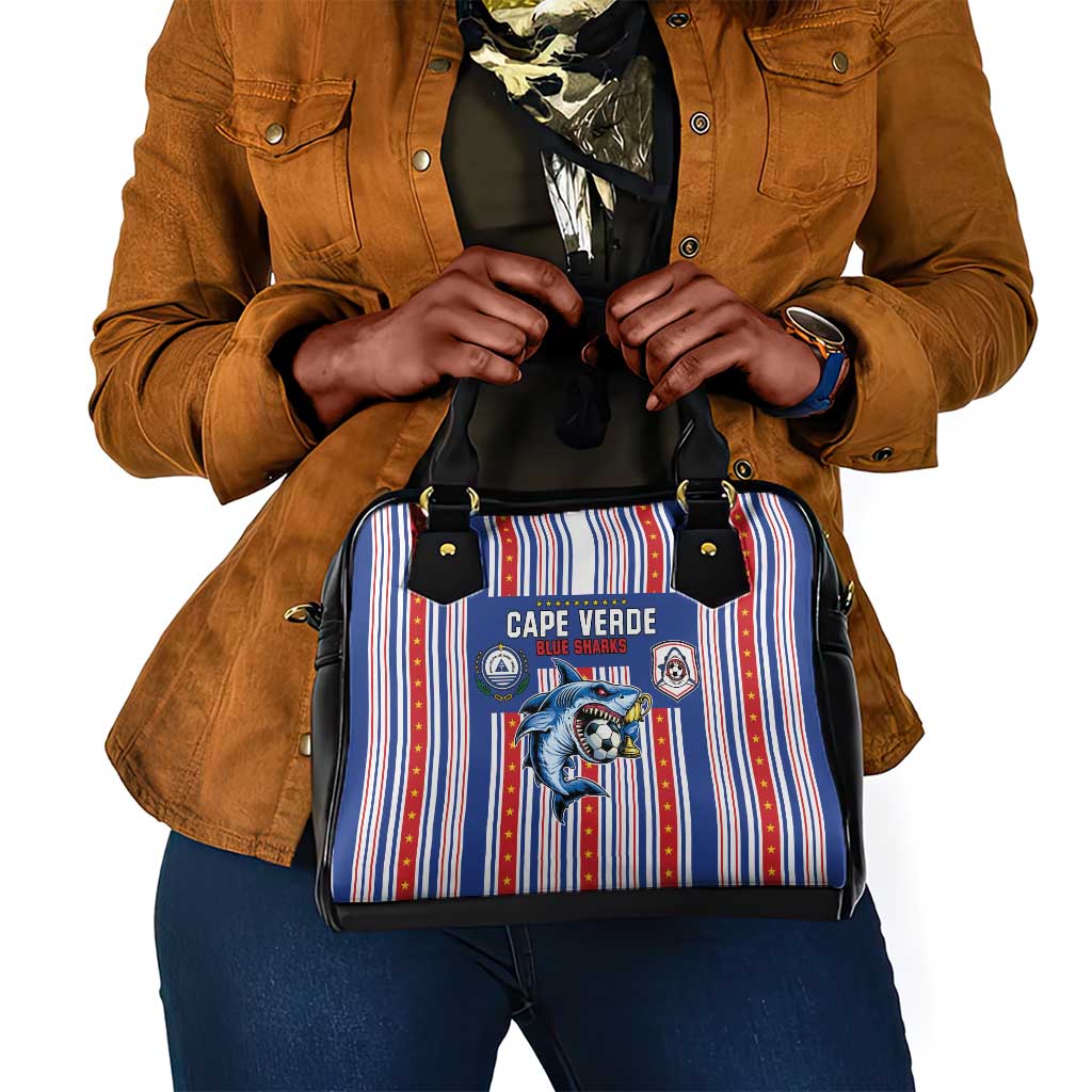 Cape Verde Football Shoulder Handbag Monster Blue Shark Striped Style