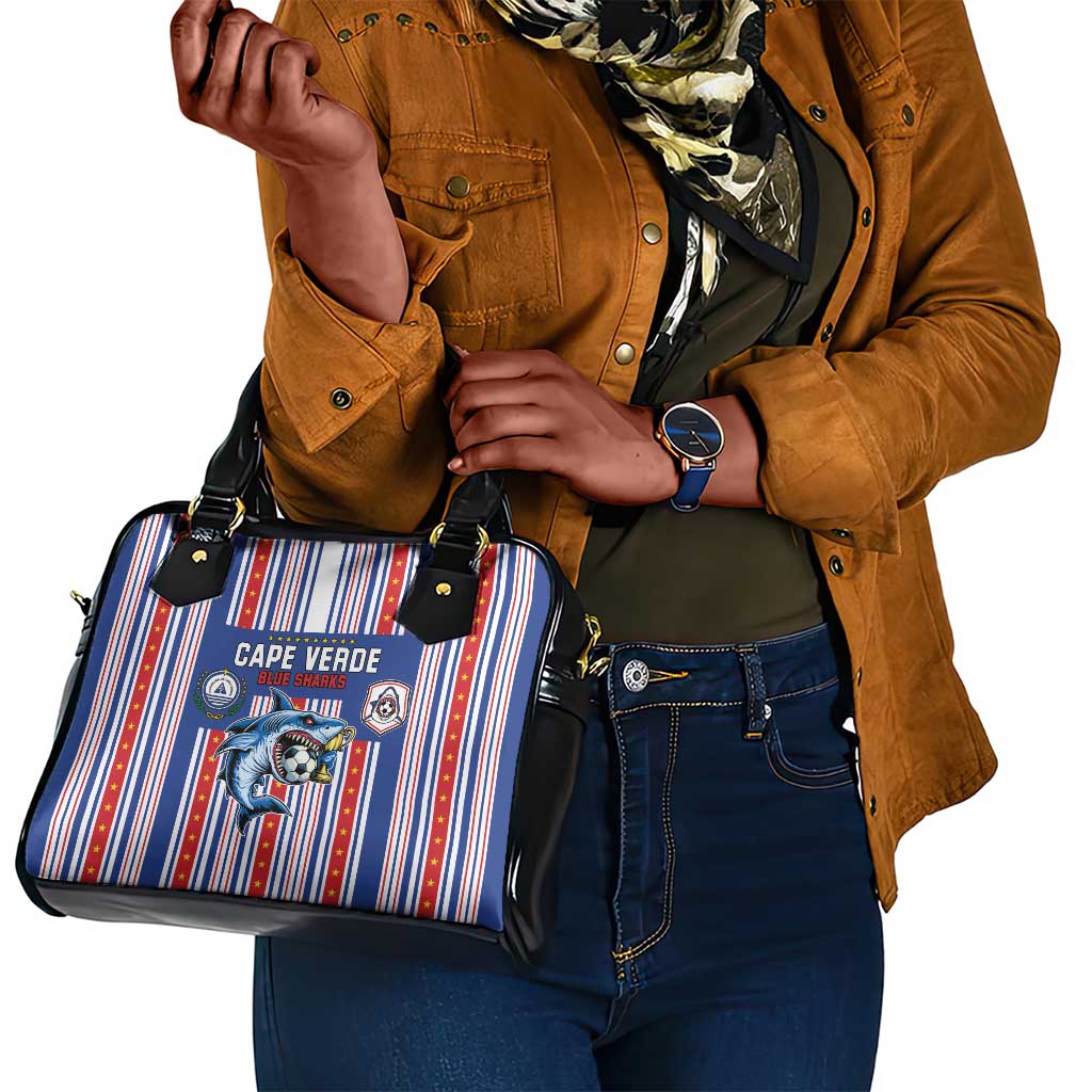 Cape Verde Football Shoulder Handbag Monster Blue Shark Striped Style
