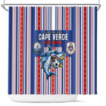 Cape Verde Football Shower Curtain Monster Blue Shark Striped Style