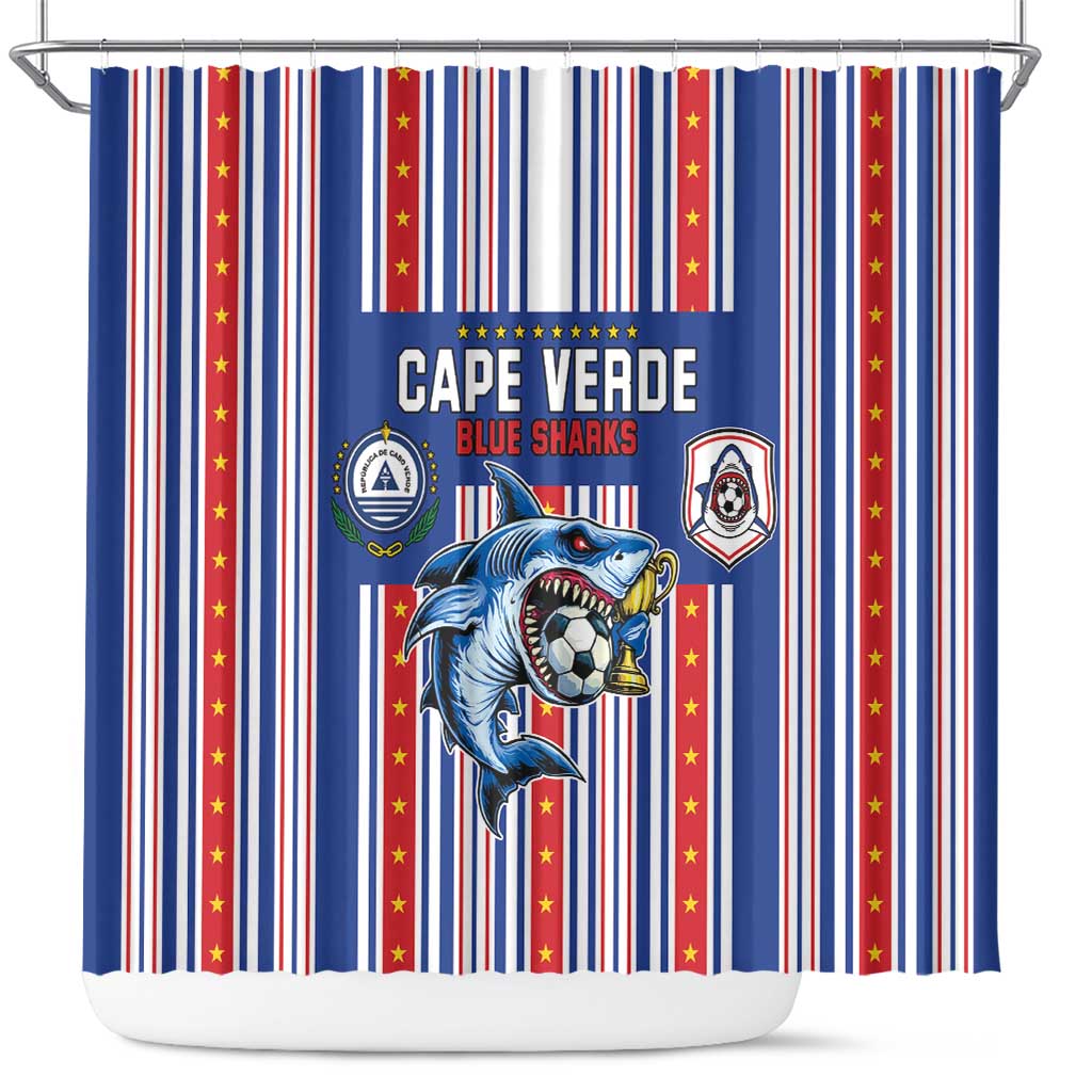Cape Verde Football Shower Curtain Monster Blue Shark Striped Style