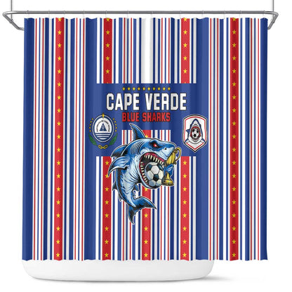 Cape Verde Football Shower Curtain Monster Blue Shark Striped Style