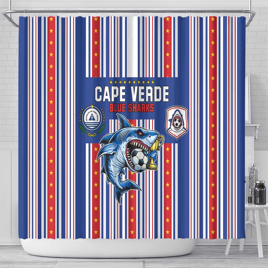 Cape Verde Football Shower Curtain Monster Blue Shark Striped Style