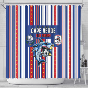 Cape Verde Football Shower Curtain Monster Blue Shark Striped Style