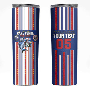 Custom Cape Verde Football Skinny Tumbler Monster Blue Shark Striped Style