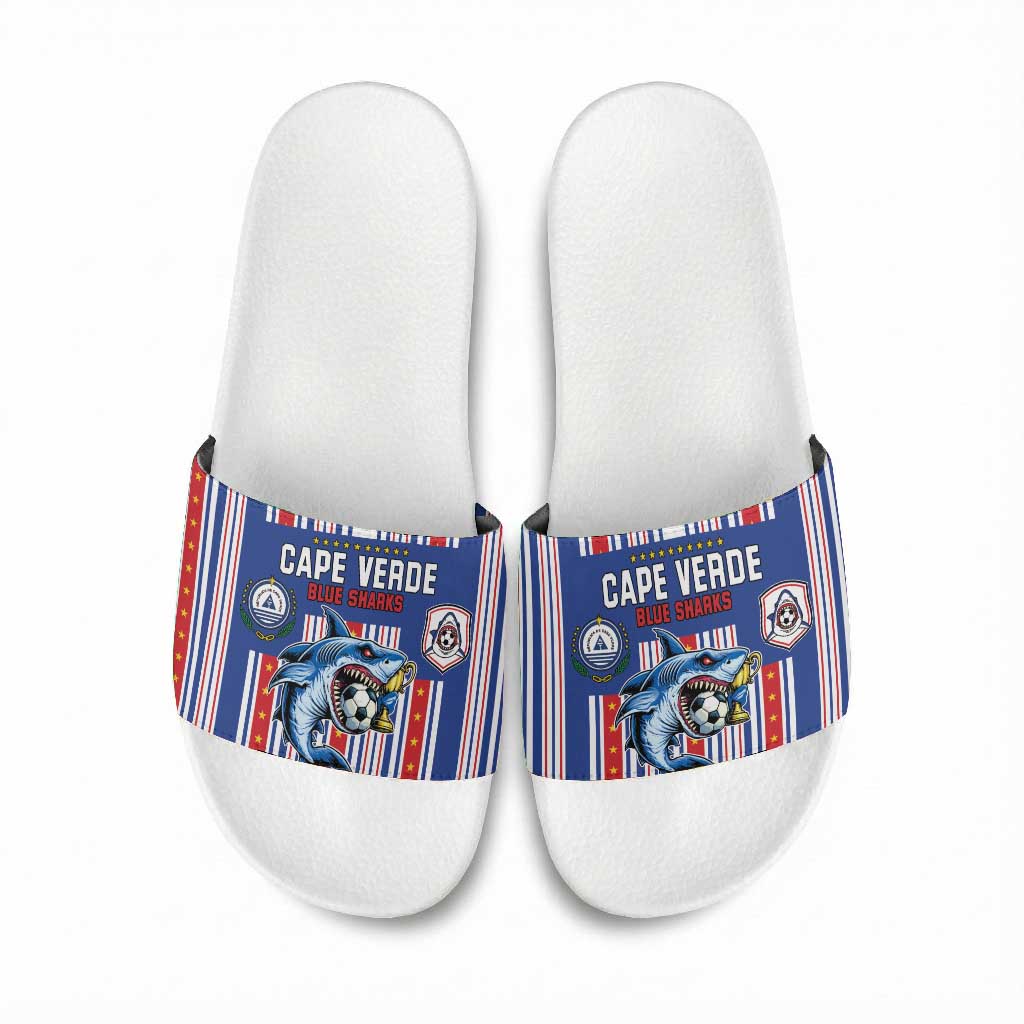 Cape Verde Football Slide Sandals Monster Blue Shark Striped Style