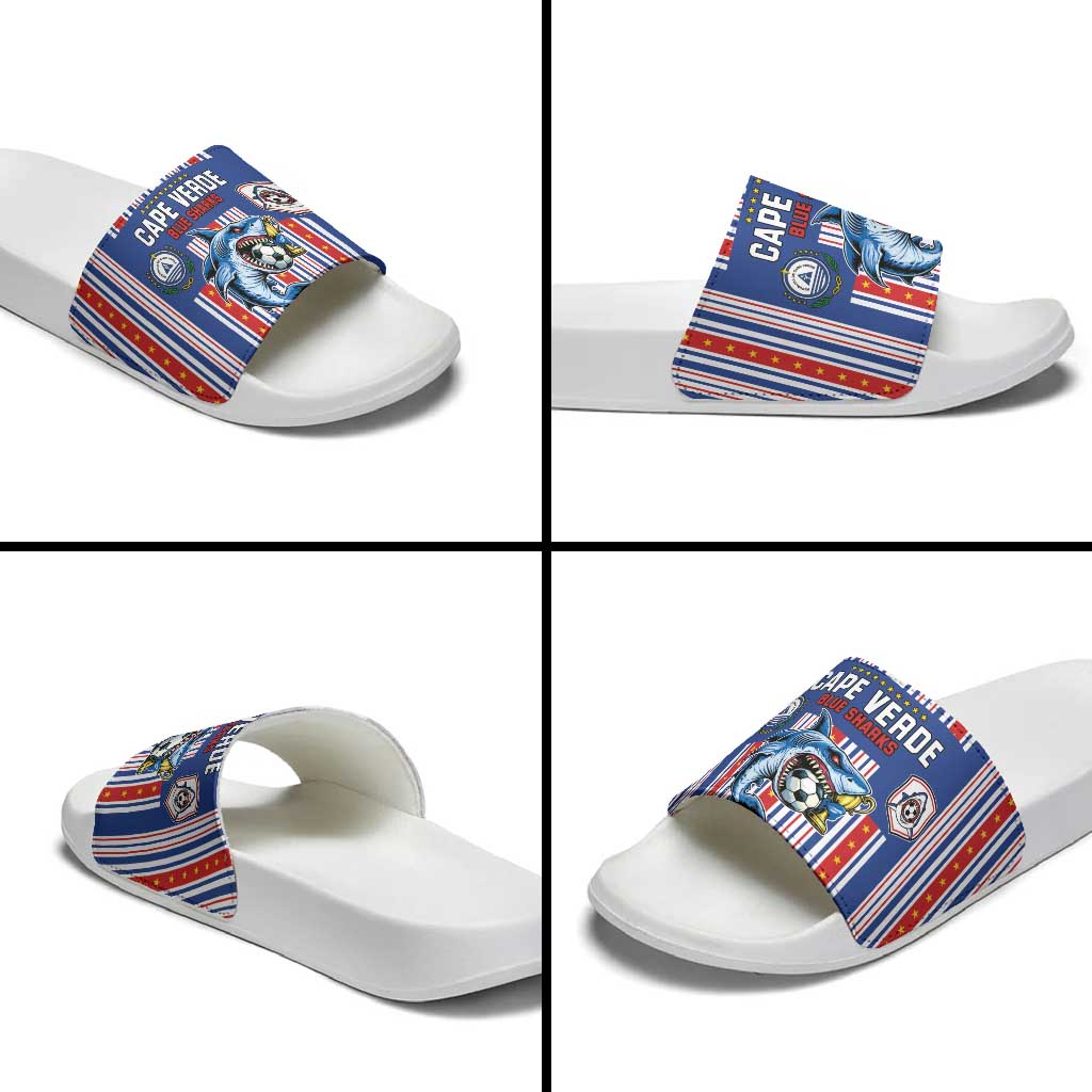 Cape Verde Football Slide Sandals Monster Blue Shark Striped Style