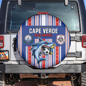 Cape Verde Football Spare Tire Cover Monster Blue Shark Striped Style