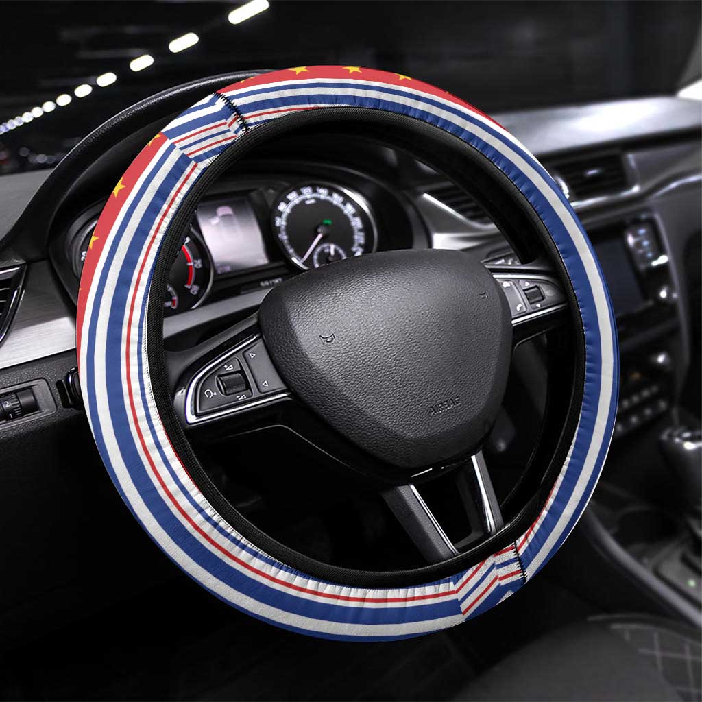 Cape Verde Football Steering Wheel Cover Monster Blue Shark Striped Style