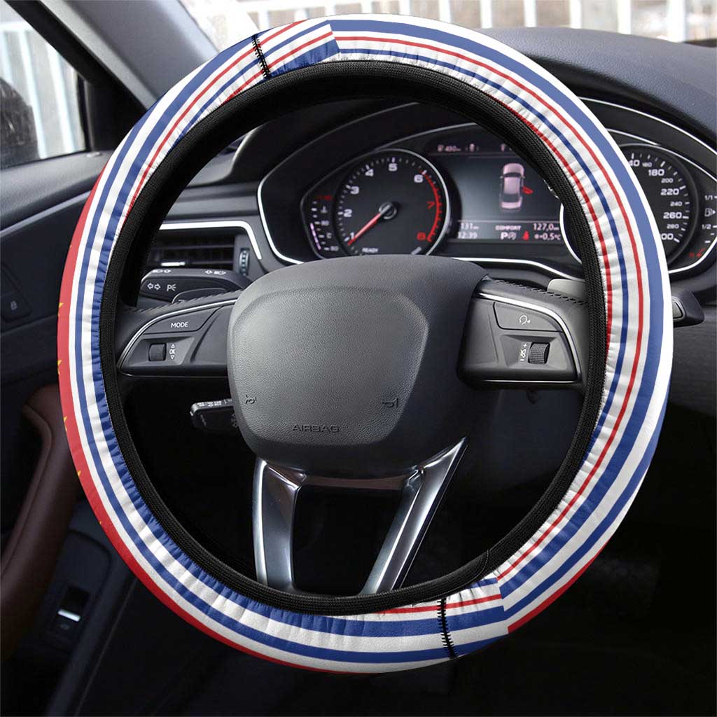 Cape Verde Football Steering Wheel Cover Monster Blue Shark Striped Style