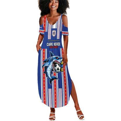 Custom Cape Verde Football Summer Maxi Dress Monster Blue Shark Striped Style